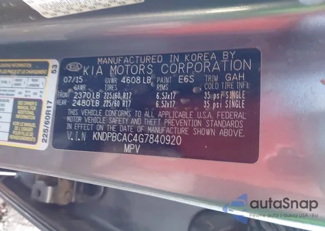 2016 Kia Sportage Lx z USA, uszkodzony, nr VIN KNDPBCAC4G7840920